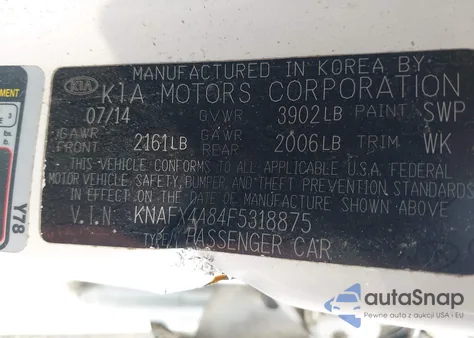 2015 Kia Forte Ex из США, поврежденный, VIN KNAFX4A84F5318875